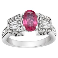 Vintage 14k White Gold Ring with Oval Brilliant Cut Pink Spinel 'Approx. 2 Carats'