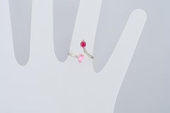 Ring aus 14 Karat Weißgold mit Rubin, Turmalin und Diamanten