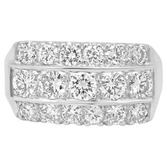 14K White Gold Round and 3-Row Round Diamond Ring
