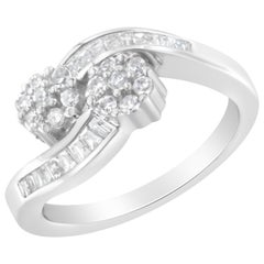 Bypass-Ring aus 14 Karat Weißgold mit rundem und Baguette 1/2 Karat Diamant