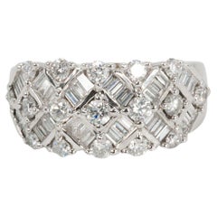 Fascia di diamanti tondi e baguette da 3 CTW in oro bianco 14K