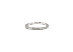 14 Karat White Gold Round and Baguette Diamond Wedding Band Stackable Ring