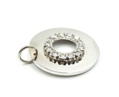 14 Karat Gold Round Brilliant 1.38 Carat Diamond Circle Pendant, 15.20 Grams
