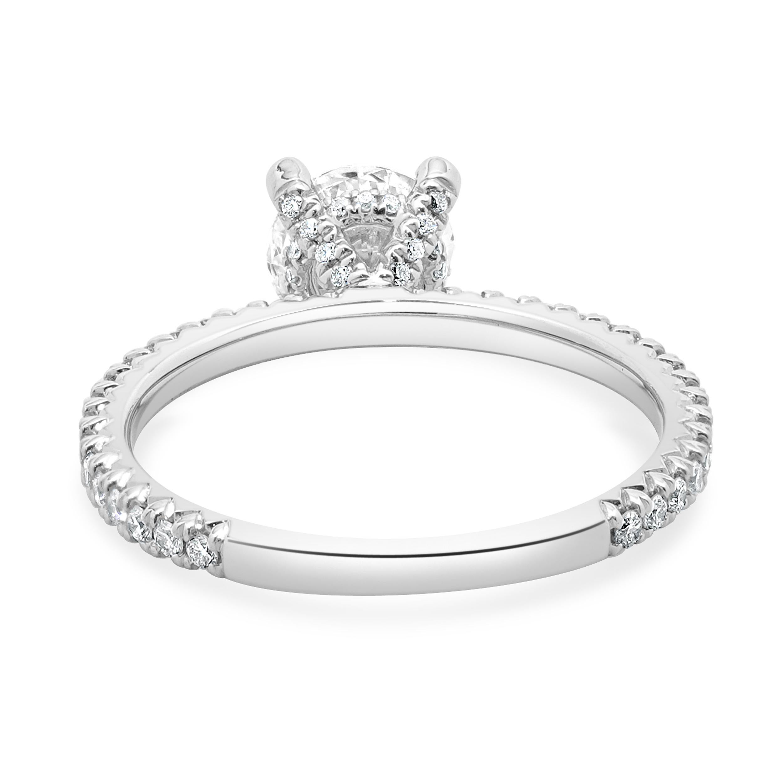 Round Cut 14k White Gold Round Brilliant Cut Diamond Engagement Ring For Sale