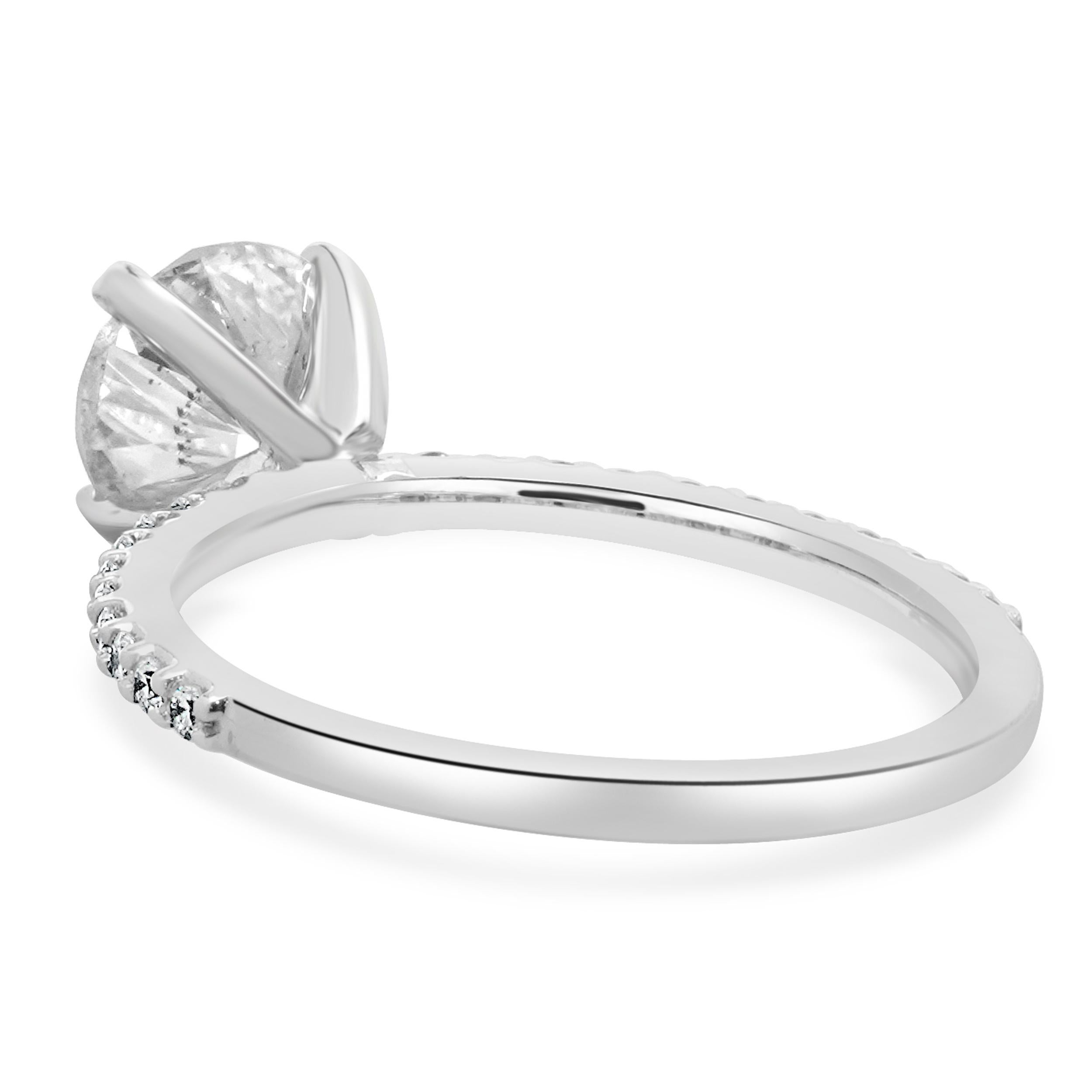 Anello di fidanzamento con diamante taglio Brilliante rotondo in oro bianco 14K In condizioni ottime in vendita a Scottsdale, AZ