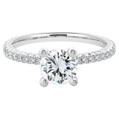 14k White Gold Round Brilliant Cut Diamond Engagement Ring