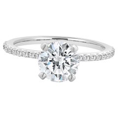 14K White Gold Round Brilliant Cut Diamond Engagement Ring