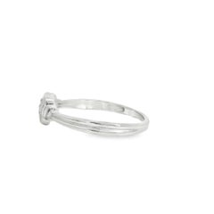 14k White Gold Round Brilliant Cut Pavé Set Heart Shaped Diamond Ring