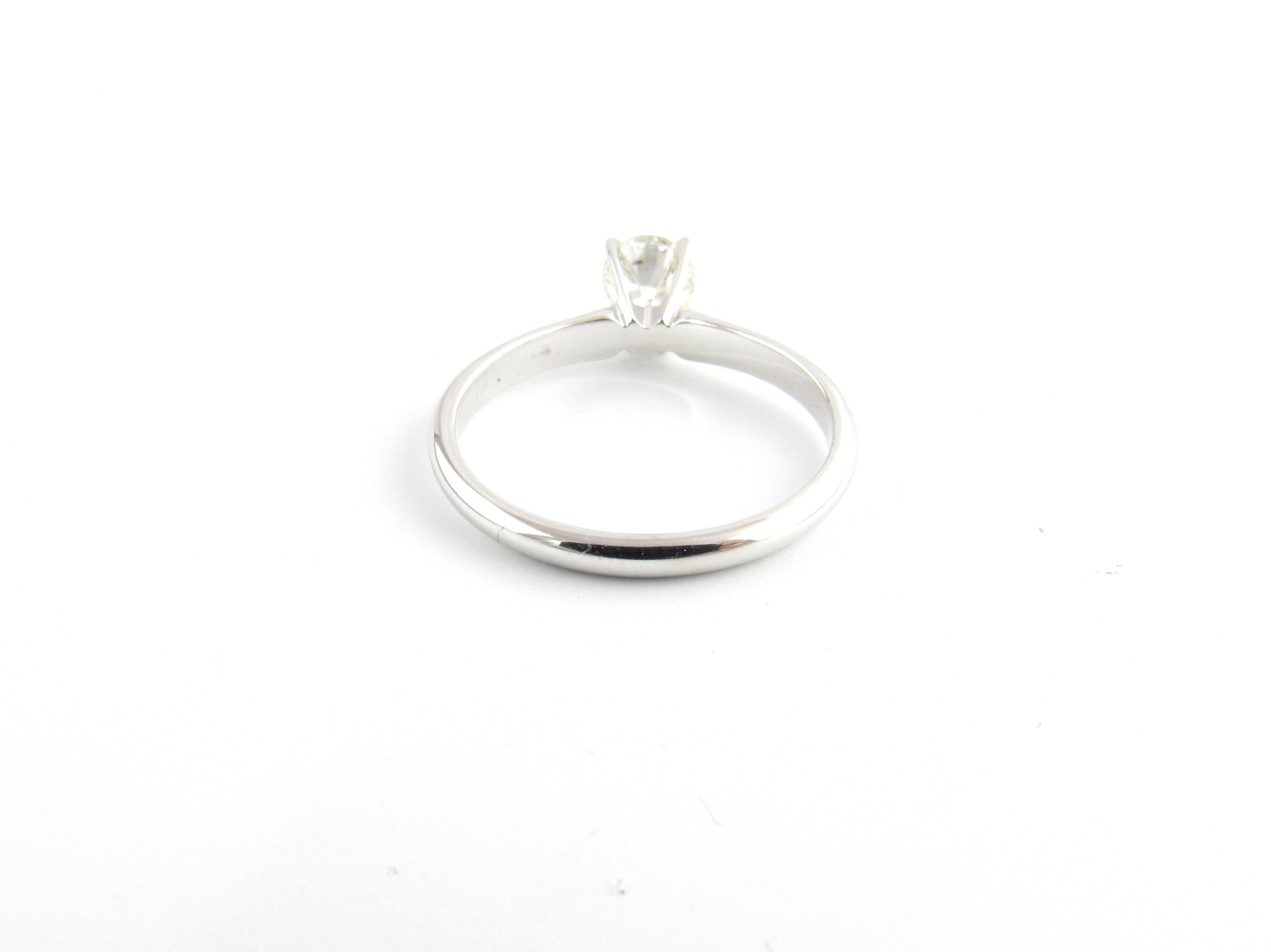 Round Cut 14 Karat White Gold Round Brilliant Diamond Engagement Ring .58 Carat