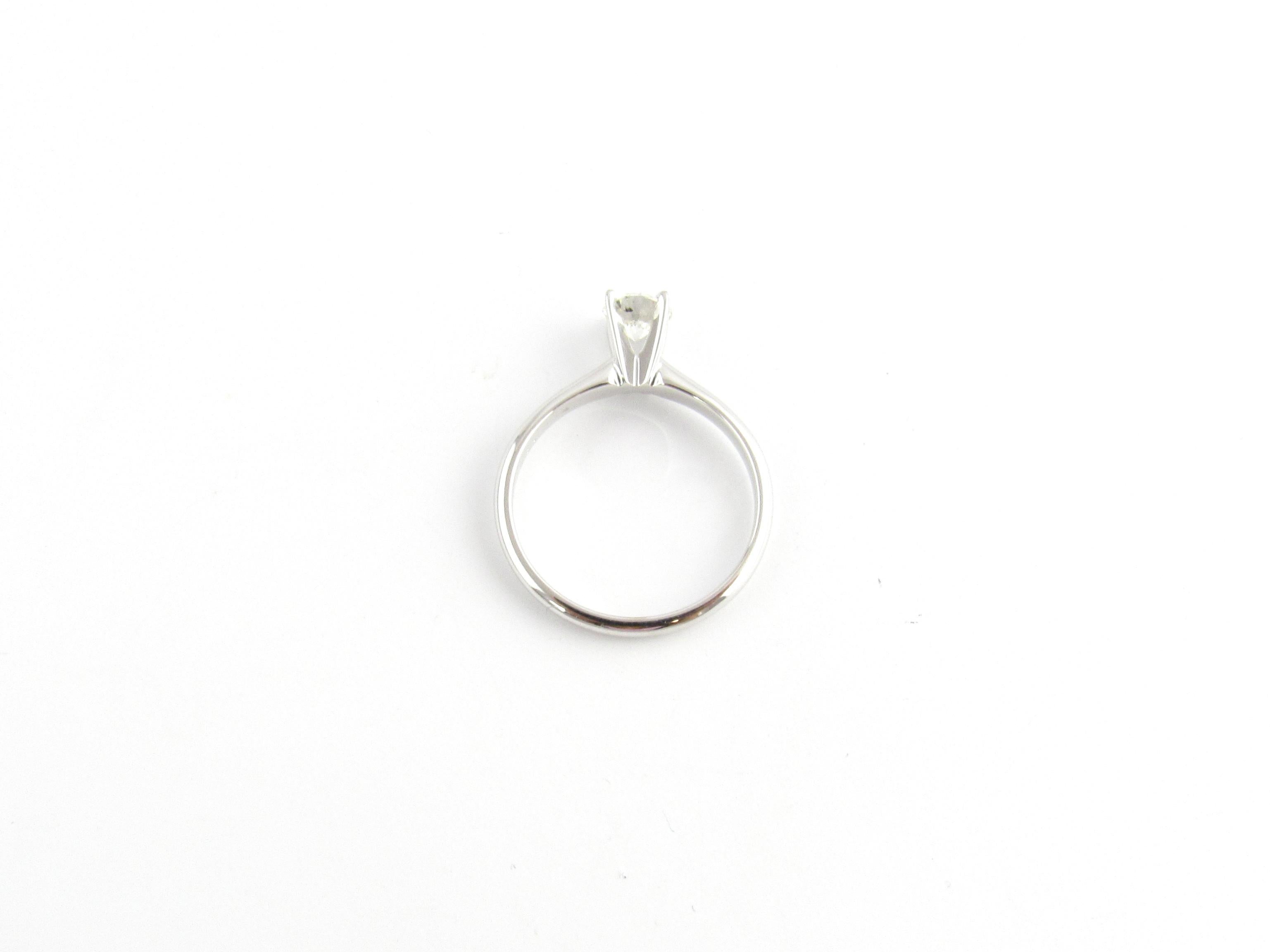 14 Karat White Gold Round Brilliant Diamond Engagement Ring .58 Carat In Good Condition In Washington Depot, CT
