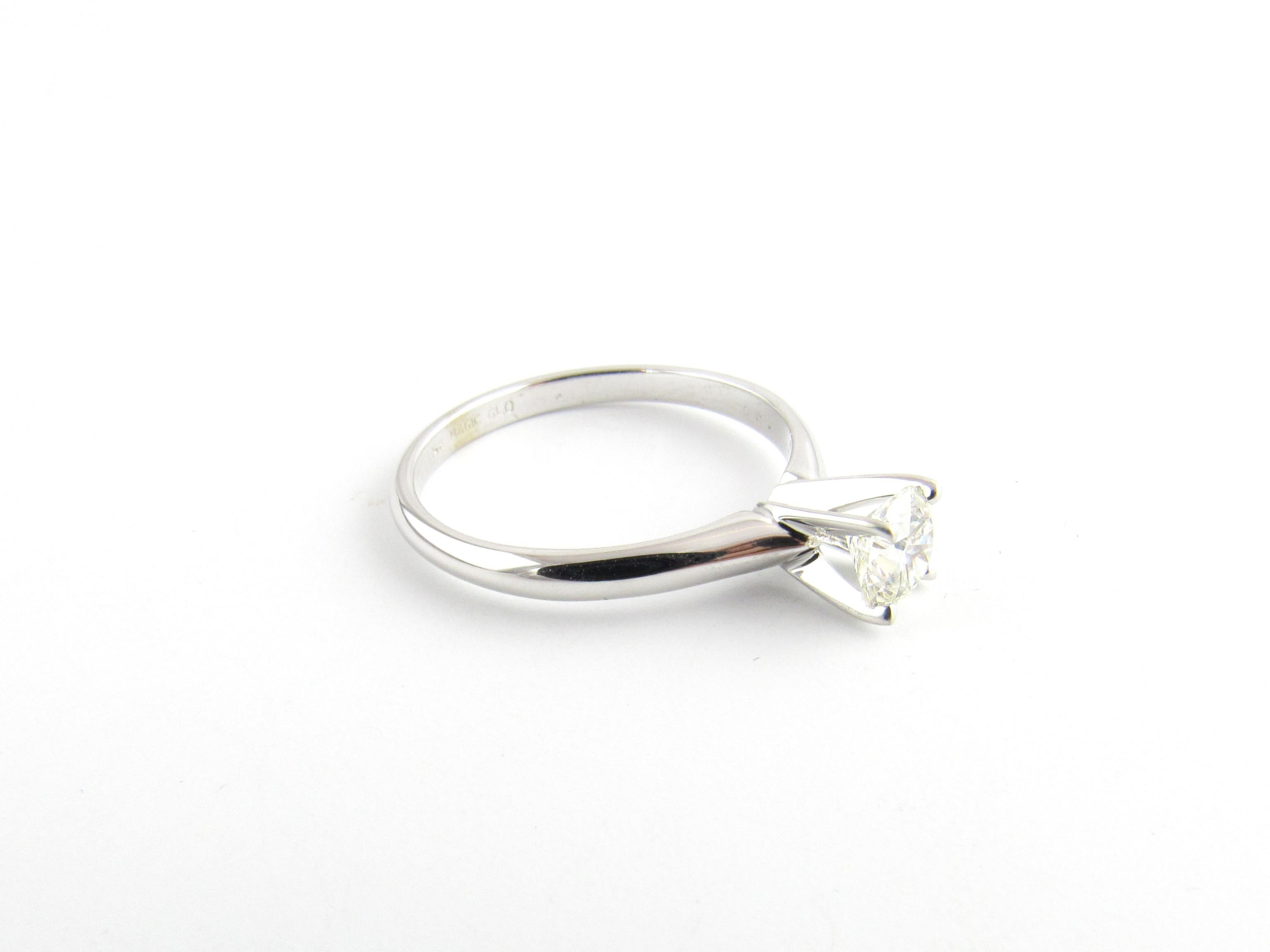 Women's or Men's 14 Karat White Gold Round Brilliant Diamond Engagement Ring .58 Carat