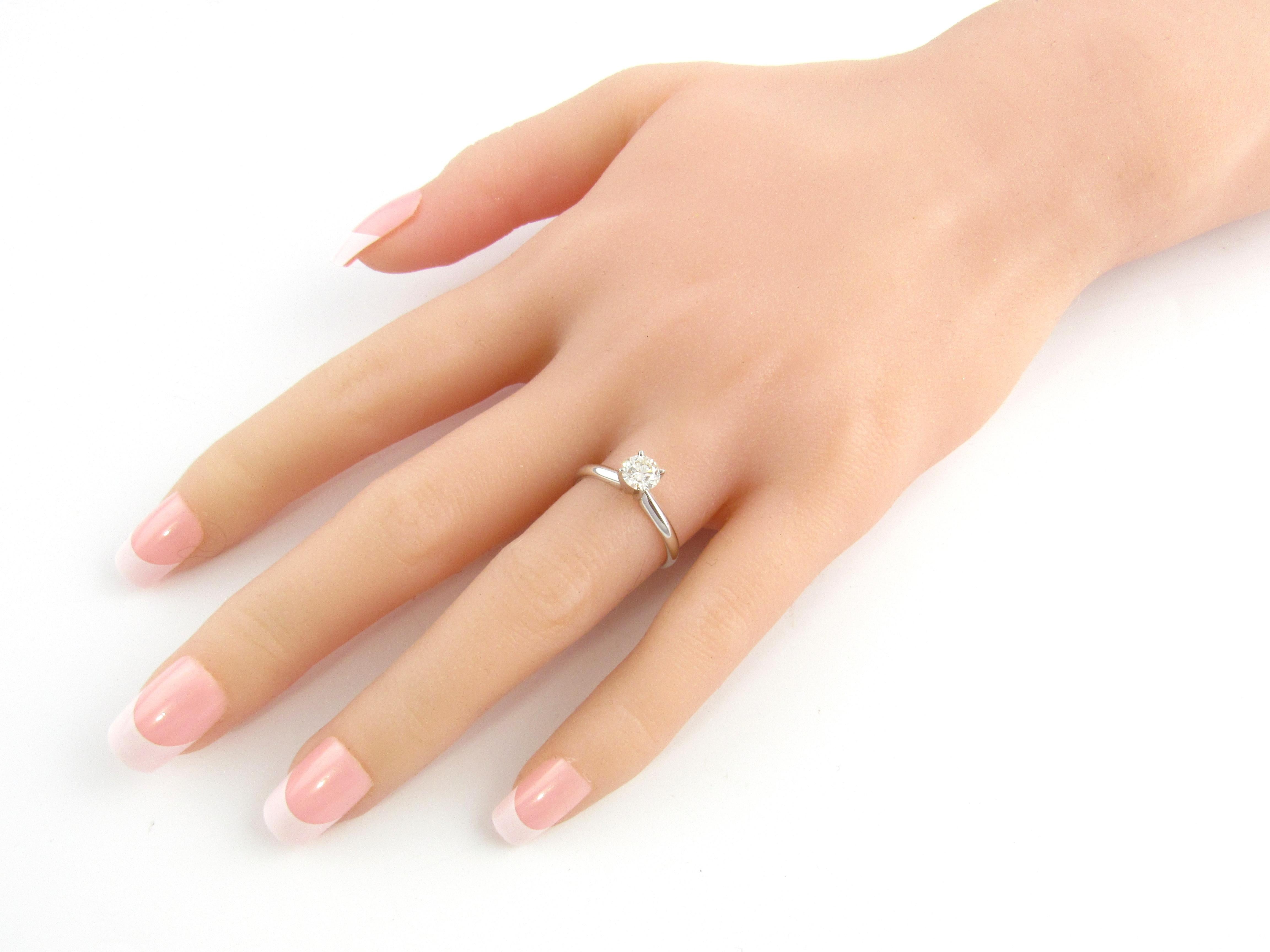 14 Karat White Gold Round Brilliant Diamond Engagement Ring .58 Carat 2