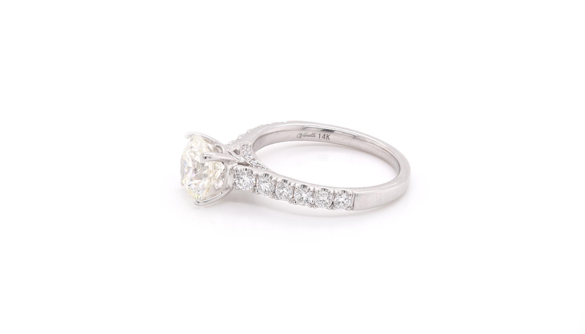 Round Cut 14k White Gold Round Brilliant Diamond Engagement Ring