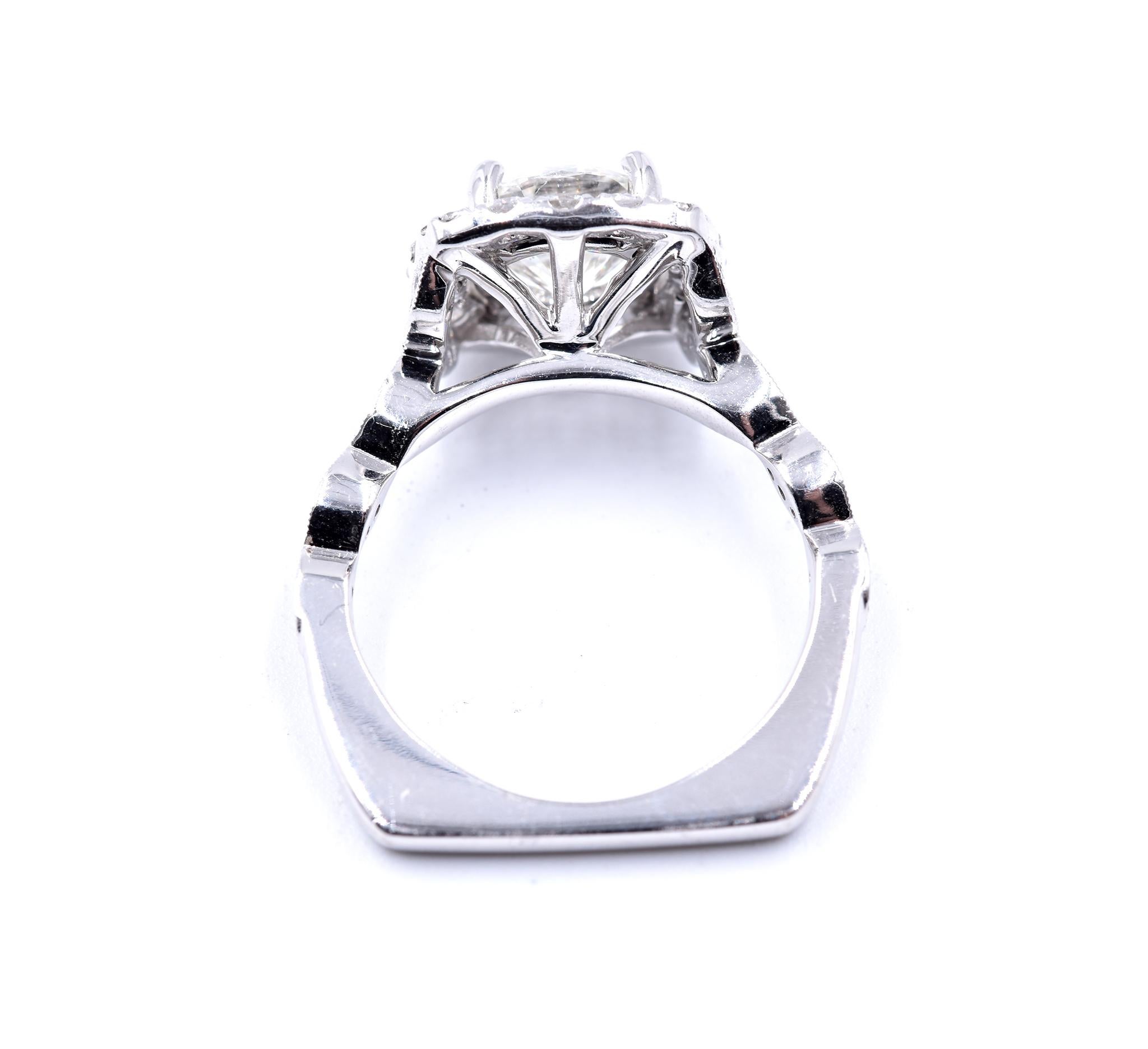 14 Karat White Gold Round Brilliant Diamond Engagement Ring In Excellent Condition For Sale In Scottsdale, AZ