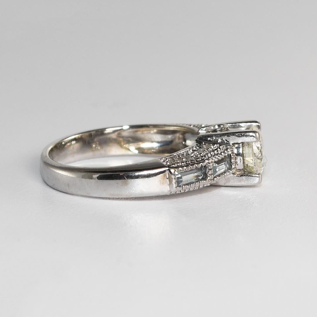 14K Weißgold Runder Brillant Diamantring 0,82ct (Rundschliff) im Angebot