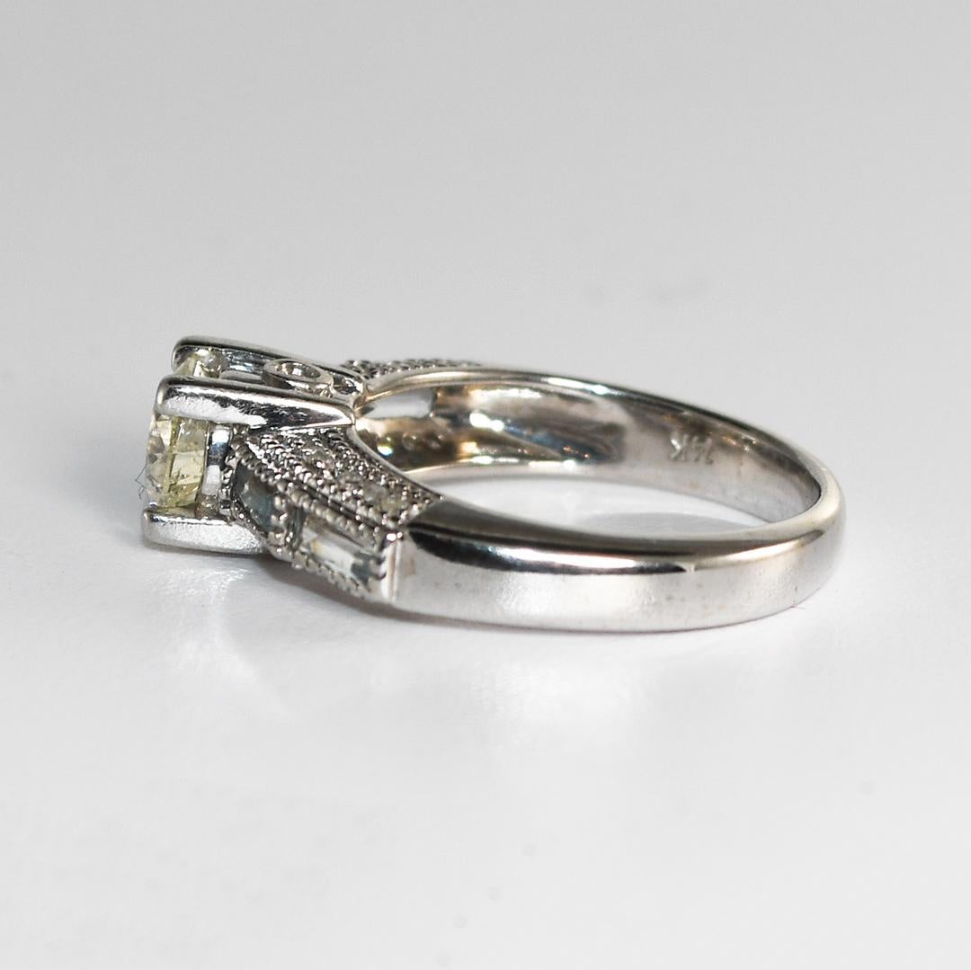 14K Weißgold Runder Brillant Diamantring 0,82ct für Damen oder Herren im Angebot