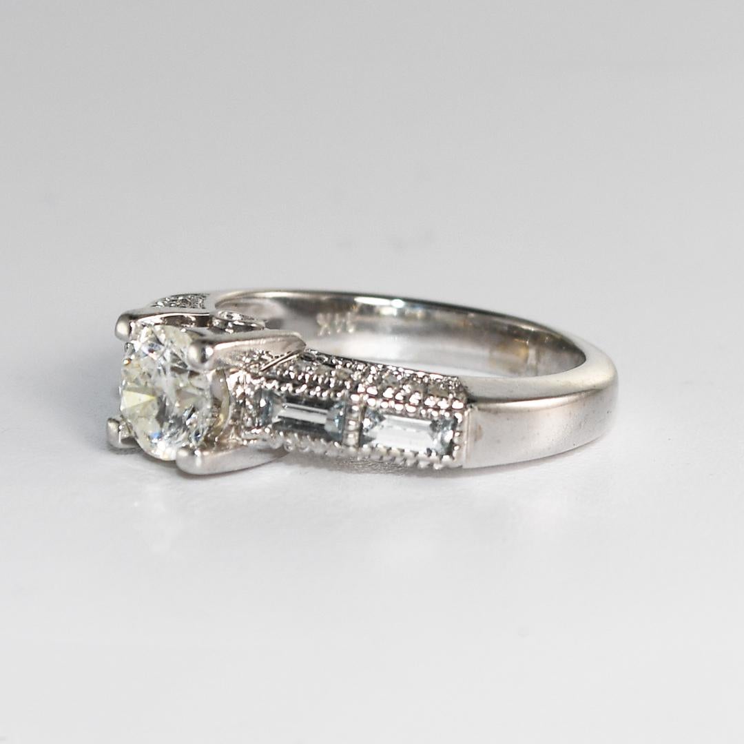 14K Weißgold Runder Brillant Diamantring 0,82ct im Angebot 1