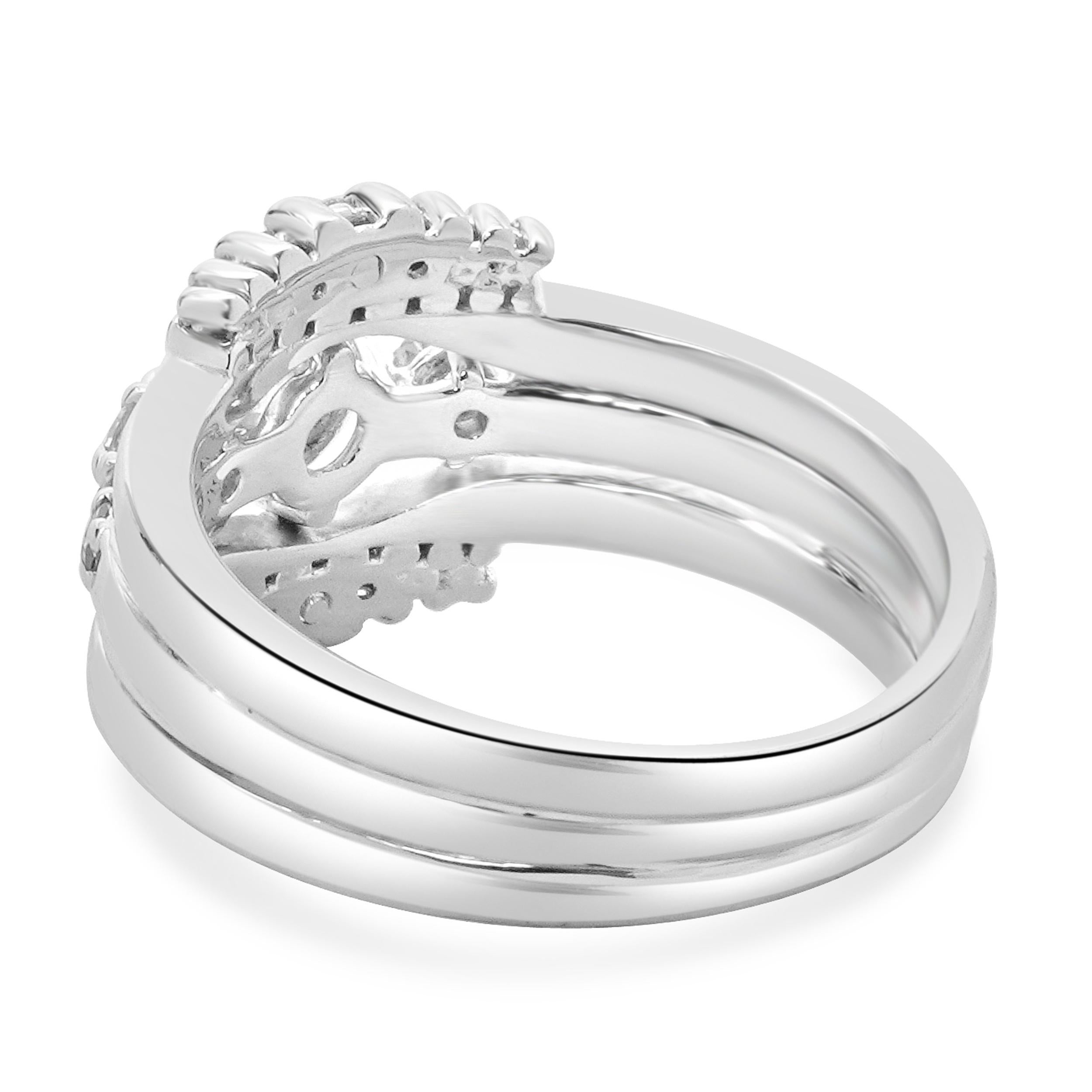 14K White Gold Round Brilliant Diamond Soldered Wedding Set In Excellent Condition For Sale In Scottsdale, AZ