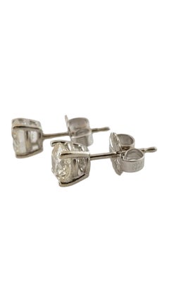 14K White Gold Round Brilliant Diamond Stud Earrings #16456