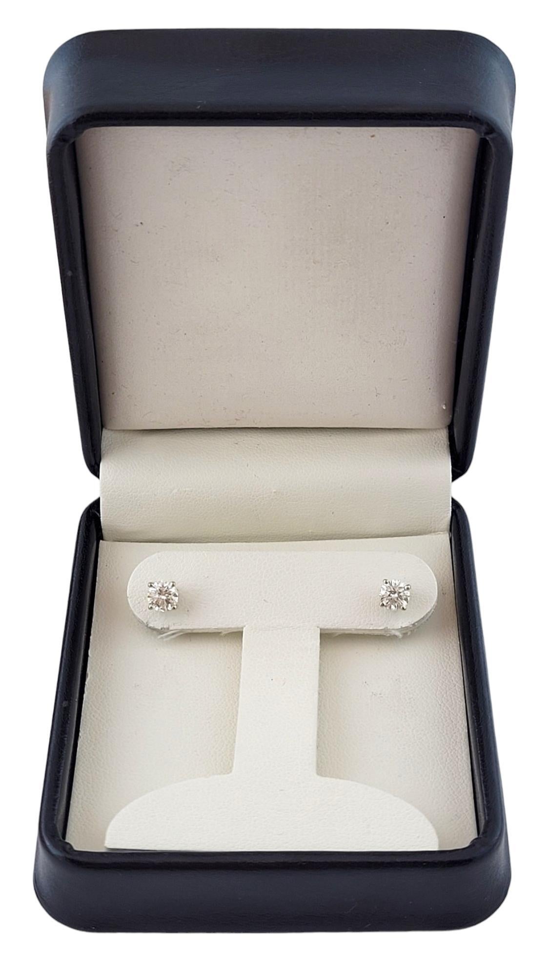 Women's 14K White Gold Round Brilliant Diamond Stud Earrings #16456 For Sale