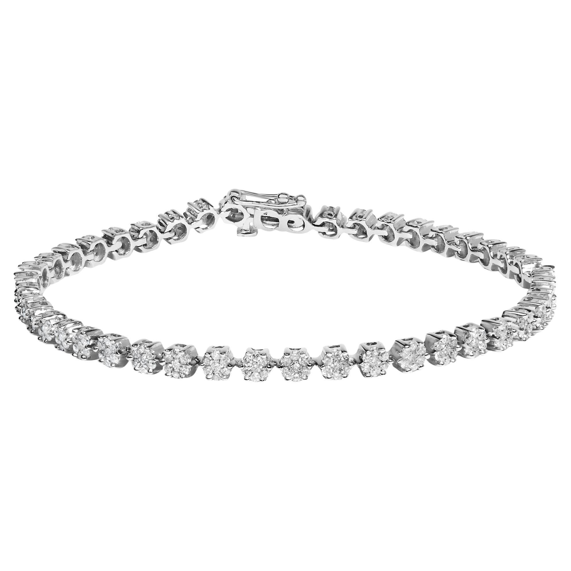 14K White Gold Round-Cut 2.00 cttw Diamond Link Bracelet