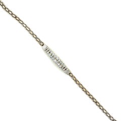 14K White Gold Round Cut Diamond Bar Chain Bracelet