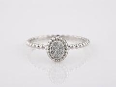 14K White Gold Round Cut Diamond Cluster Beaded Halo Ring