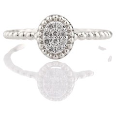 14K White Gold Round Cut Diamond Cluster Beaded Halo Ring
