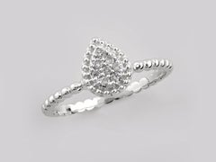 14K White Gold Round Cut Diamond Cluster Beaded Ring