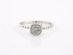 14K White Gold Round Cut Diamond Cushion Shape Cluster Halo Ring