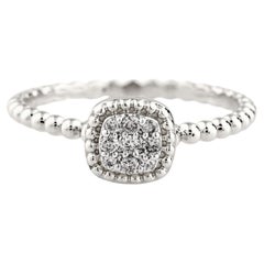 14K White Gold Round Cut Diamond Cushion Shape Cluster Halo Ring
