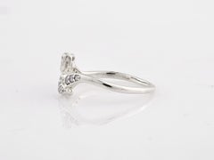 14K White Gold Round Cut Diamond Double Heart Bypass Ring