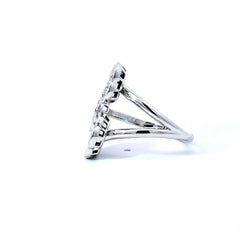 14k White Gold Round-cut Diamond Flower Ring