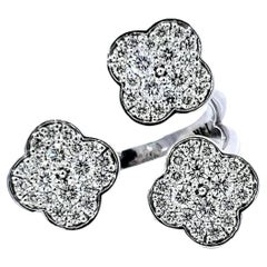 14k White Gold Round-cut Diamond Flower Ring