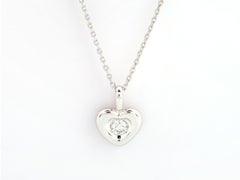 14K White Gold Round Cut Diamond Heart Solitaire Flush Pendant