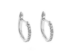 Pendientes de aro tipo «huggie» de oro blanco de 14 quilates con diamantes de talla redonda