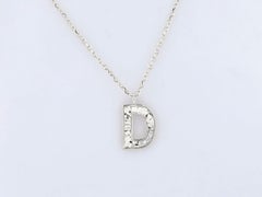 Collana con ciondolo in oro bianco 14K con diamante a taglio rotondo e iniziale "D"