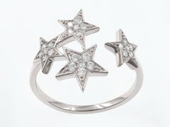 14K White Gold Round Cut Diamond Multi-Star Bypass Ring
