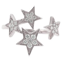 14K White Gold Round Cut Diamond Multi-Star Bypass Ring