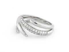 14K White Gold Round Cut Diamond Talon Bypass Ring
