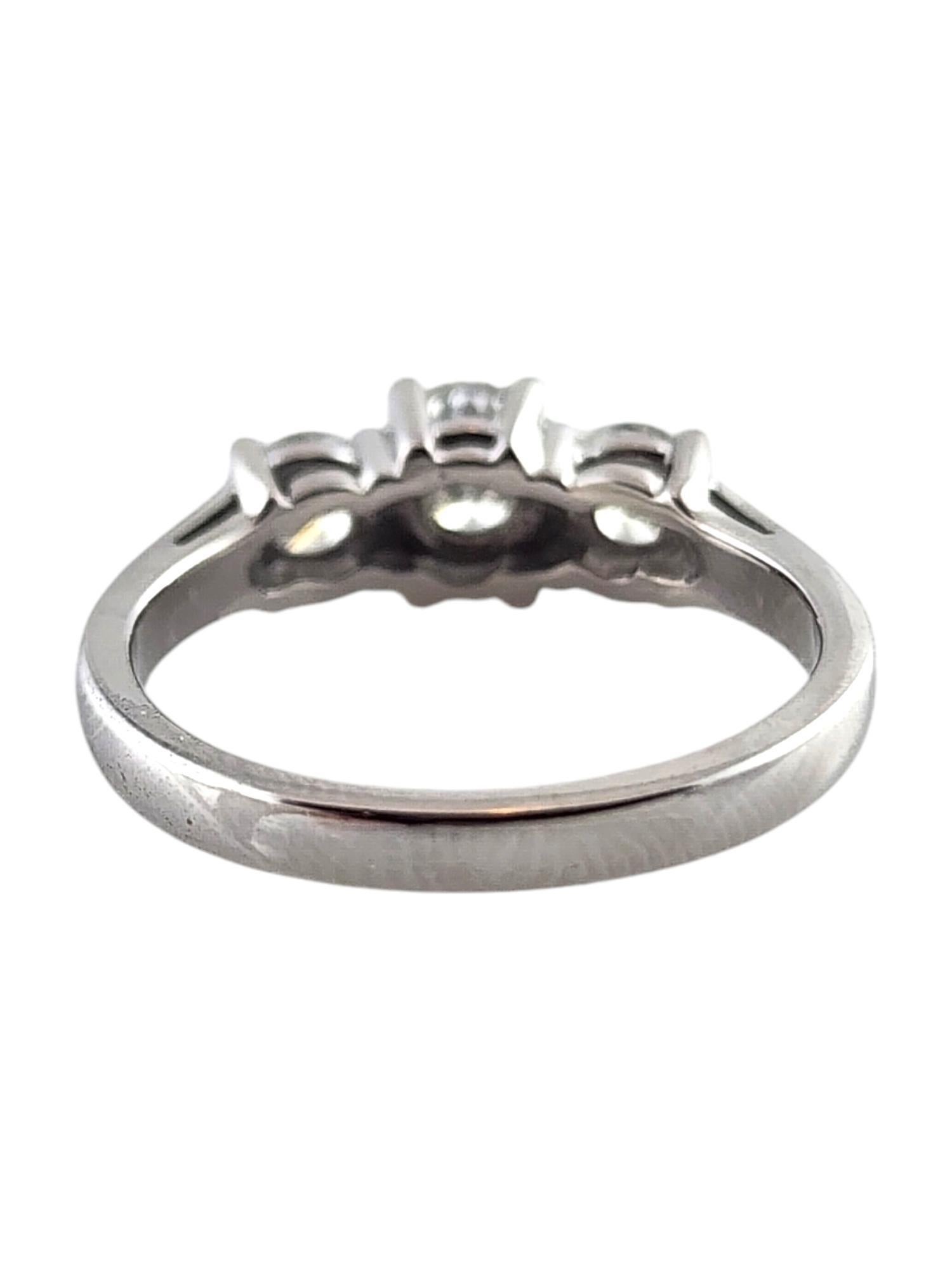 Brilliant Cut 14K White Gold Round Cut Diamond Trinity Style Engagement Ring Size 6 #19025 For Sale