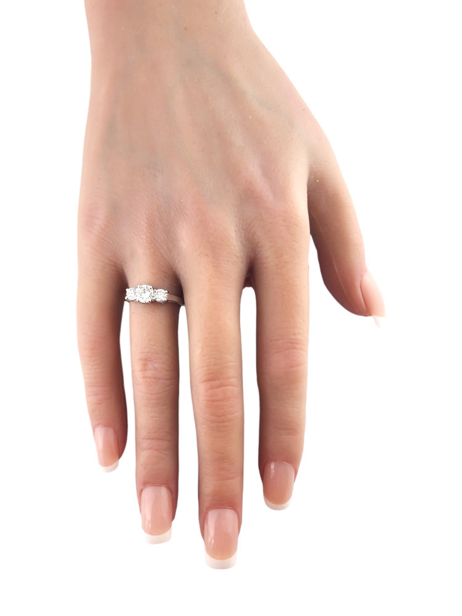 Women's 14K White Gold Round Cut Diamond Trinity Style Engagement Ring Size 6 #19025 For Sale