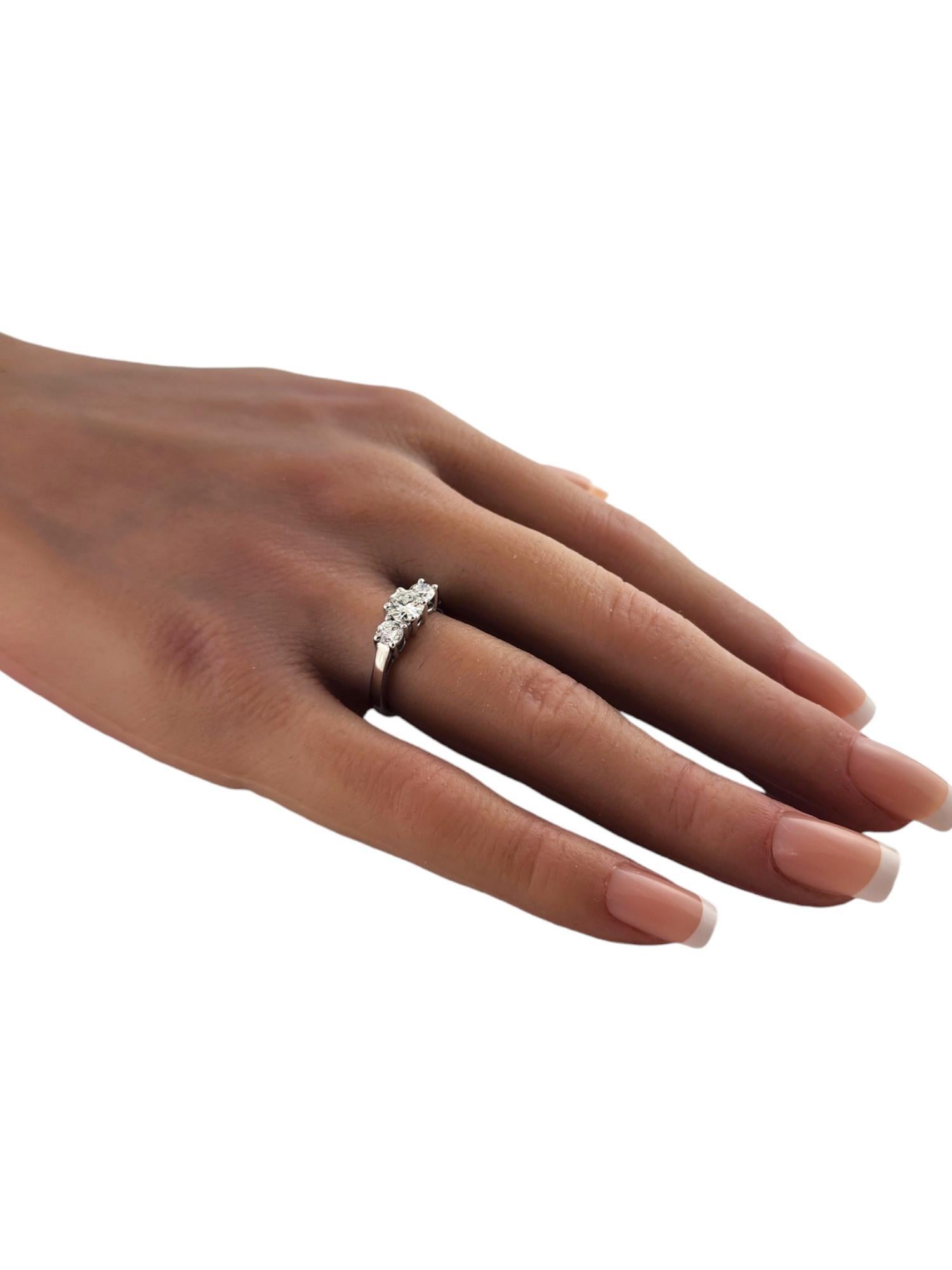 14K White Gold Round Cut Diamond Trinity Style Engagement Ring Size 6 #19025 For Sale 1