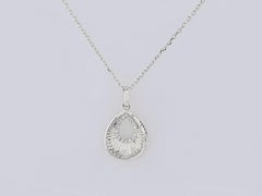 14K White Gold Round Cut Radiance Teardrop pendant Necklace