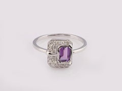 14K White Gold Round Cut Ribbed Diamond Bypass Ring