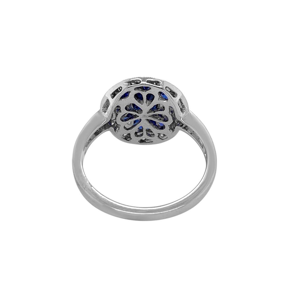 14K White Gold 1.61ct Sapphire and Diamond Ring In New Condition For Sale In New York, NY