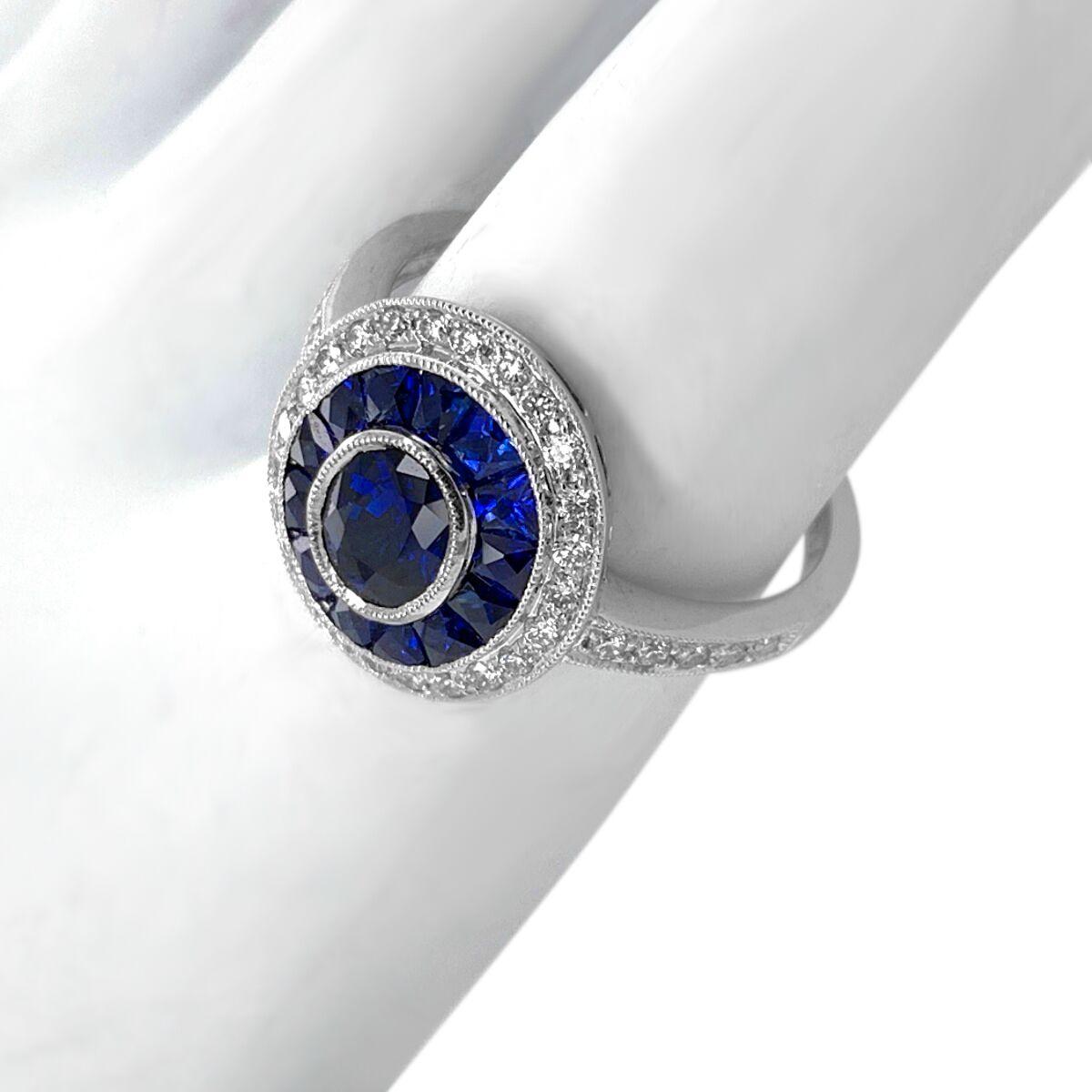 Women's 14K White Gold 1.61ct Sapphire and Diamond Ring For Sale