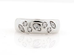 14K White Gold Round Cut Scattered Diamond Cluster Dome Ring
