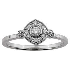 14K White Gold Round Diamond Halo Cluster Ring