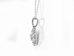 14K White Gold Round Diamond Medallion Pendant Necklace
